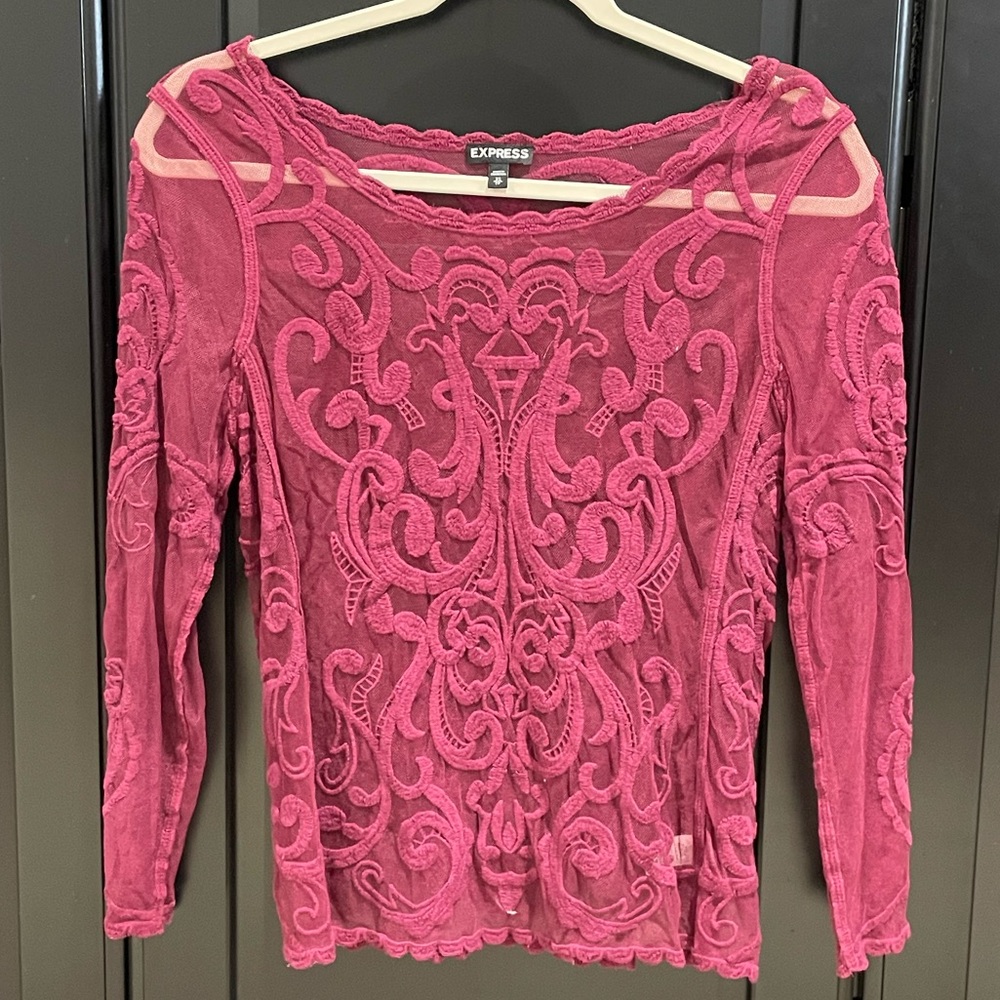 Express Sheer Lace Blouse XS